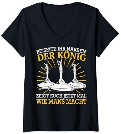 Stockschießen König Eisstock Stockschütze Eisstockschießen T-Shirt mit V-Ausschnitt