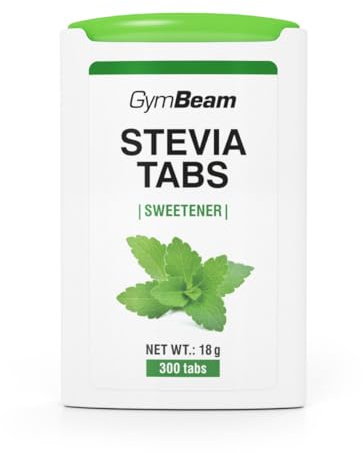 GymBeam Stevia in Tabs: Dolcificante Naturale, 300 Compresse, Compresse di Stevia, Alternativa Sana allo Zucchero, Ideale per Cibi e Bevande, Favorisce la Perdita di Peso, Confezione da 12g