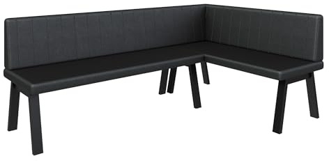 FURNISTAR Eckbank Akiko Metal A - Eckbankgruppe für Ihrem Esszimmer, Küche modern, Sitzecke, Essecke. Perfekt für Küche, Büro und Rezeption. Solide und Starke Verarbeitung. (196x128-Rechts-Soft11)