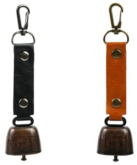 Xinlie 2 Stück Metall Vintage Mini Kuhglocke Glocken Dekorationen schlüsselanhänger mit Glocke Vielseitig Kompakt und Tragbar kuhglocke Drum Für Outdoor-Wanderungen, Rucksack-Anhänger, Tierhalsbä