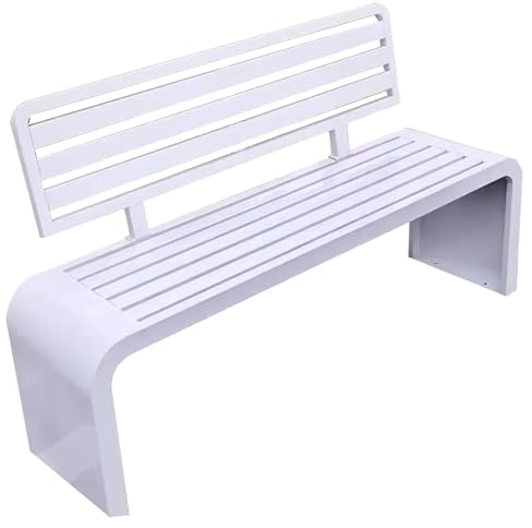 LYXXJRYBHD Gartenbank Wetterfest, Sitzbank Garten, Gartenbank Metall mit Rückenlehne, Zum Sonnenbaden, Terrasse, Pool, Rasen(White,Small)