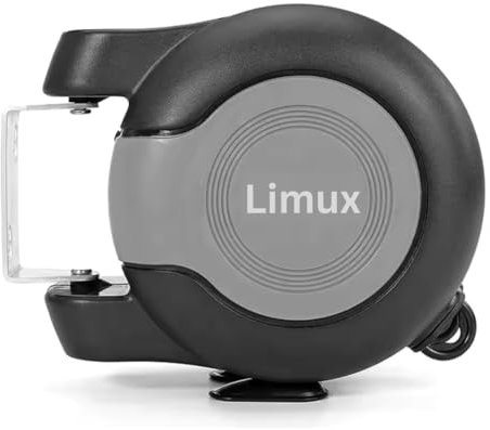 Limux 30 metre Retractable Reel Clothes Lines Washing Line with Twin Cable - Wall Mounted Heavy Duty Clothes Dryer 2 x 15m Lines of Drying Space Outdoor, Black