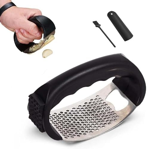 Knoblauchpresse Wippe Knoblauchwippe aus rostfreiem Edelstahl, spülmaschinenfest, garlic press, Küchenhelfer, einfache Handhabung und Reinigung (1 PCS)