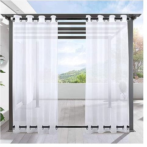 Outdoor Vorhänge Durchsichtige Vorhänge for den Außenbereich, winddicht, wasserdicht, Balkonvorhang mit Ösen oben und unten, Tüll-Fenstervorhänge for den Außenbereich im Garten, Terrasse für Veranda G