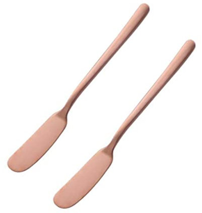 HOLIDYOYO Set Di 2 Spalmaburro Formaggio Marmellata E Crema in Acciaio Inossidabile Colore Oro Rosa Per Uso Domestico