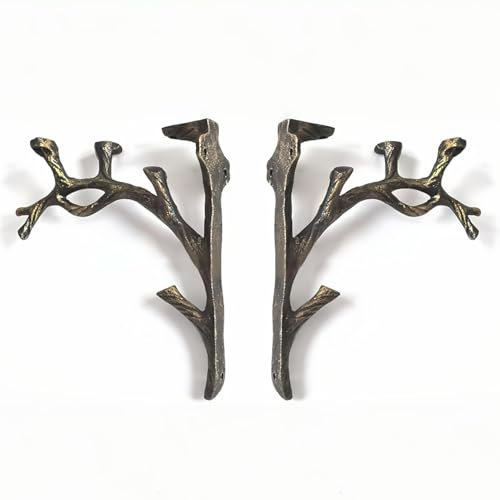 Vintage Regalträger,Gusseisen Regalhalterungen, Astform, Mach das alte Handwerk, Bronze Farbe Regalwinkel, Kreative dekorative Dreieck Regalhalter, 2 Stück