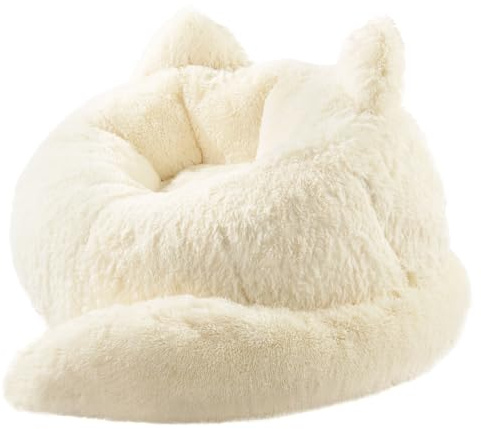 Achicsofar Bean Bag Chair for Adults Teens Giant Faux Fur Bean Bag Chairs with Filler Fluffy Plush Cat Shaped Beanbag Couch Comfy Accent Floor Sofa for Gaming, Reading in Living Room, Bedroom, Dorm