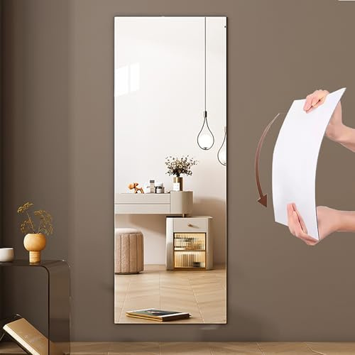 DKPLOE Espejo Adhesivo Pared No Requiere Taladros Espejo de Pie Cuerpo Entero Alta Transparencia Espejo Pared Grande InstalacióN Adhesiva. Ideal Para Dormitorios Salones Y Entradas(Right angle,30X80CM