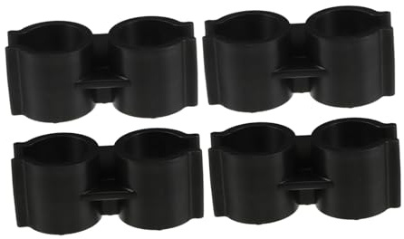 Luxshiny 4 Abrazaderas de Tubo Dobles de Plástico Negro, Clips para Escoba y Recogedor, Resistentes Deformación, Hogar