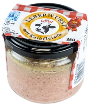 Leberwurst mit Kalbfleisch 250g (Glas) Wurstkonserve | Hausmacher Qualität | DFW (1229)