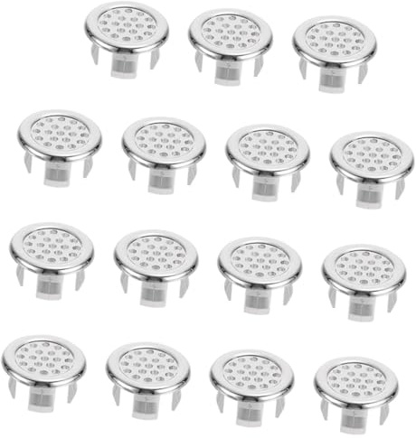 TEHAUX 15pcs Round Plastic Basin Overflow Covers for Sink Drain Overflow, Easy to Use Elegant Design, No Tools Required, Suitable for Kitchen and Home Bathroom Basins