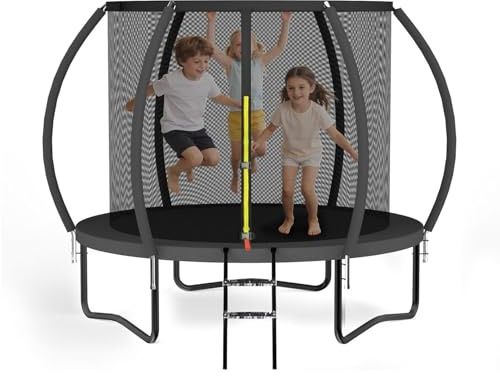Nattork Trampolin Outdoor Ø244/370/427cm, GS-Zertifikat,Kindertrampolin mit Sicherheitsnetz & Leiter, Robuster Garten-Trampolinspaß für Kinder und Erwachsene, bis Belastbarkeit zu 150 kg