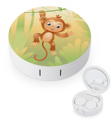 fkgvwo Contact Lens Case Monkey Brown Contact Lens Box Travel Kit Portable for Travel & Home
