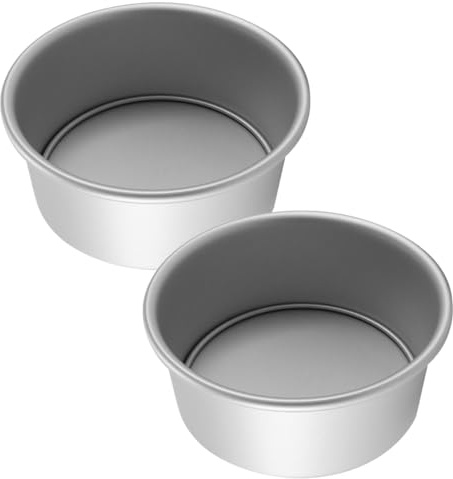 Gurtt Paquete de 2 moldes redondos de aluminio antiadherentes de 15 cm (6 pulgadas) con fondo desmontable, ideales para hornear en bodas, cumpleaños y Navidad.
