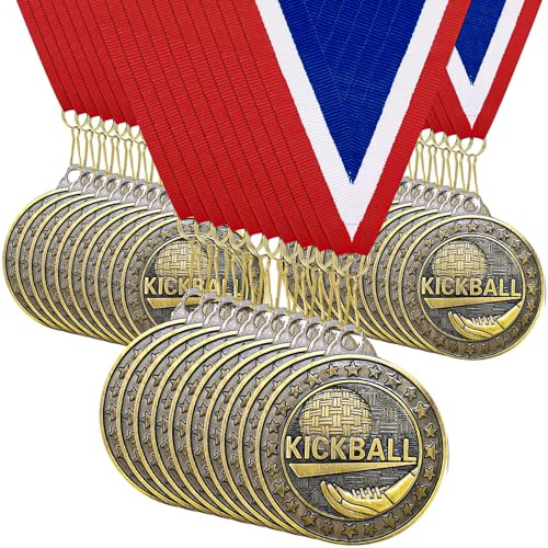 30 Pack Football Medals for Kids, 5 cm Metal Winner Medal with Neck Ribbon