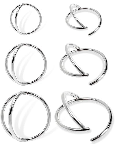 6 Stück Nasenring Gold Silber Dünn Doppelter Nasenpiercing Ring Chirurgenstahl für Damen Herren 20G Septum Tragus Conch Ohrringe Lippenpiercing Nasen Piercing Ringe Schmuck 6mm/8mm/10mm