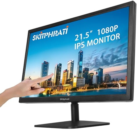 SKitphrati 21.5 Inch Touchscreen Monitor, FHD 1920x1080p, IPS Screen, 10-Point Touch Display, HDMI VGA Type-B Port, VESA Compatible