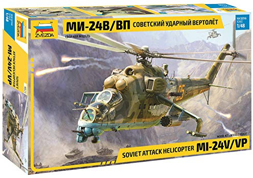 Zvezda 1:48 MIL Mi-24V/VP(HIND) Combat Helicopter, Modellbausatz,Plastikbausatz, Bausatz zum Zusammenbauen, detaillierte Nachbildung