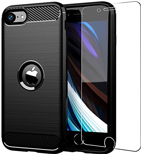 Folmecket iPhone SE 2020, iPhone 8, iPhone 7 Handyhülle 4.7 Black | iPhone SE 2020,iPhone 8,iPhone 7,Displayschutzfolie Slim TPU-Gummi,Schutzhülle für for iPhone SE 2022, iPhone 8/7, 4,7