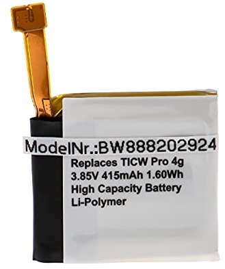 vhbw Batería reemplaza TicWatch SP452929SF para smartwatch | reloj de actividad (415 mAh, 3,85 V, Li-poli)