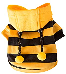 Galatée Hunde Hoodies, Winter Kapuzen Kleiner Hund Haustierkleidung Hund Katzenkleidung Niedliche Haustierkleidung Warme Kapuze Für Kleine Und Mittlere Haustiere（M, Gelbe Streifen）