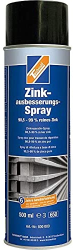 TECHNOLIT Zinkausbesserungs-Spray 500 ml | Hellsilber Zinkspray Rostschutz | Zinkfarbe als Korrosionsschutz | Punktschweißfarbe auf fast allen Oberflächen | 99% Reinheit | Ideal zum Ausbessern