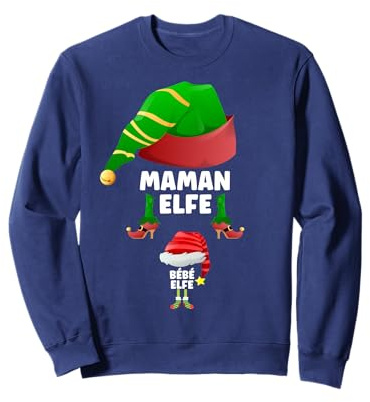 Bèbè & Maman Elfe Noël Annonce Grossesse Grand Parents Papa Sweatshirt
