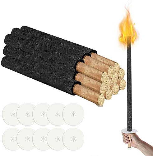Yakimz Wachsfackeln, Fackeln Brennzeit 100 min, mit Handschutz und Extra Langem Griff Fackeln, Für Nachtwanderung Lagerfeuer Outdoor, 100 Stück