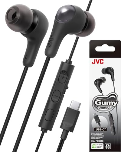 JVC Gumy Connect - Auriculares con Cable USB-C, sin retraso para Videos y Juegos, DAC Integrado Que Reduce el Ruido y Mejora la Calidad del Sonido, Controladores de neodimio de 9.2 mm de diámetro -