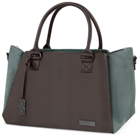 ABC Design Wickeltasche Royal – Handtasche mit Baby Zubehör – auch zum Umhängen – Melange Stoff & Lederimitat – Farbe: aloe