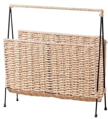Porte-Revues Présentoi, Porte-Journaux, Porte-Revues Tressé, Livre Panier de Rangement pour Magazines Ferme, Support Métallique Multifonctionnel Décoration pour Canapé Ou Chevet de Chambre 35x6x36cm
