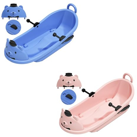 Winter Children's Sled, with Pulley Big Backrest Sled, Cartoon Bear Sled, Thickened Sled