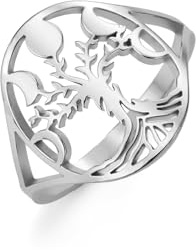 Dreamtimes Baum des Lebens Ringe Familie Baum Schmuck für Frauen Vintage Mondphase Ring Edelstahl Ring Geschenk für Frau Freundin Weihnachten (8)