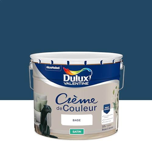 Dulux Valentine Crème de Couleur - Peinture multi-supports intérieure - Satin Bleu Indigo 10 L