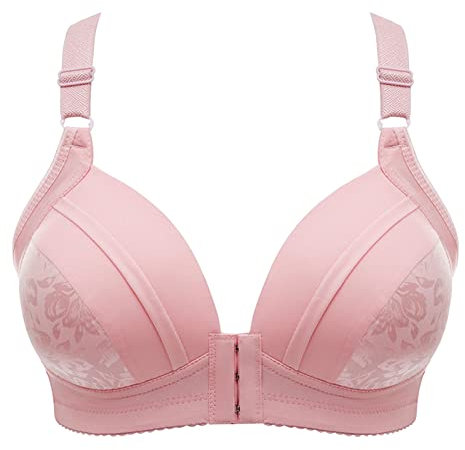 Prime Deals Today, Front Fastening Bras UK Women Front Button Compression Sports Bra Front Closure Bras for Women Wireless Underwear Molded Cup Sports Bra Previous Orders Purchased by Me in 2024 Pink