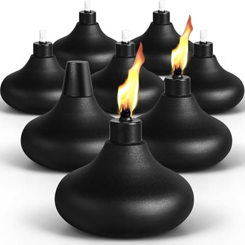 Antorchas de metal para mesa, de citronela de 24 onzas, 8 piezas de repuesto de luz de llama recargable, linterna de mesa, linterna de llama mejorada de metal resistente para patio, terraza, jardín