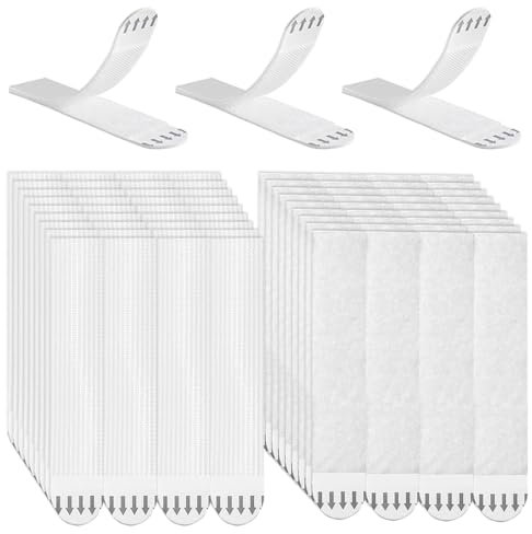 SGERUFZ 48 pièces adhésif double face Extra Fort, Bandes pour affiches, résidu crochets, tableau, fixation murale sans Dommage, languette accroches tableaux, attache cadre Cadres et Décos(Blanc)