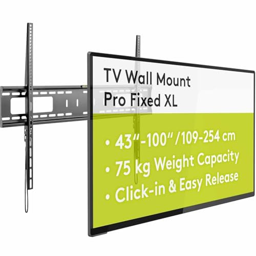 CABLEPELADO - Soporte de Pared para TV Pro Fixed (XL), 43 a 100 Pulgadas (109-254 cm), 75 Kg, Montaje fácil y Seguro, Vesa Standard, QLED/LED, Negro