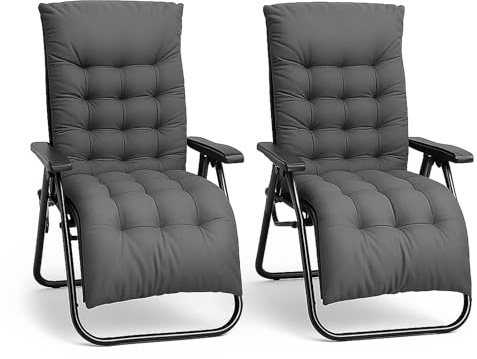 TIENDA EURASIA – Tumbonas Jardin Exterior | Pack de 2 | Cojín y Reposacabezas | Negro | Poliéster, Acero y Polipropileno | 110x93x65 cm y Cerrada 65x18x88 cm | Plegable y Reclinable | Peso Máx 100 Kg