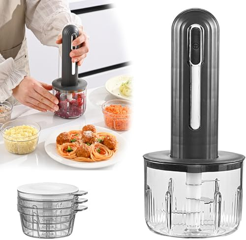 Home Use Wireless Electric Meat Grinder, Kitchen Aid Meat Grinder Electric Chopper for Meat, Ginger, Chil (Black)