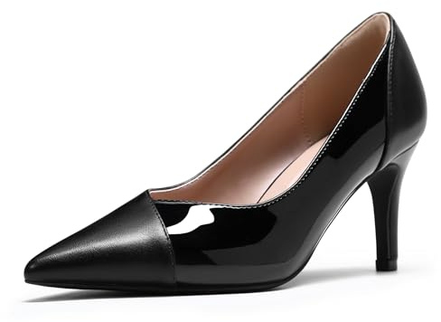 YYNUDA Pumps Damen PU & Lackleder-Akzente Spitz Zehen Schuhe | Elegante High Heels Farbblock-Design Bequem Hochhaltschuh Beruf Alltag Partei Hochzeit
