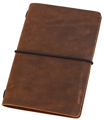 newestor Taschen-Reisebuch Notizbuer, Nachfüllbares Leder-Reisetagebuch für Männer & Frauen, Notebooktasche für Field Notes, Moleskine, 9 x 14cm, Braun