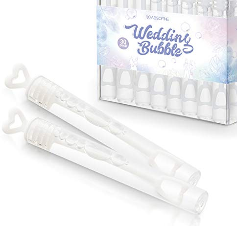ABSOFINE 30er Seifenblasen befüllt Wedding Bubbles mit Herzgriff für perfekte Hochzeitsfotos Gastgeschenke Geburtstag Feier Hochzeit Spielzeug Farbe Weiss