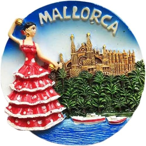 3D Mallorca España Imán de Nevera Estilo Redondo Etiqueta de Viaje Souvenir, Hogar y Cocina Decoración, España Refrigerador Imán