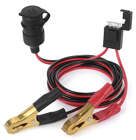 Jtron zigarettenanzund verlangerung 2M(6.56ft) kabel 12V auto Kupfer Krokodilklemme adapter Netzsteckdose mit Sicherungshahn 25A Sicherung