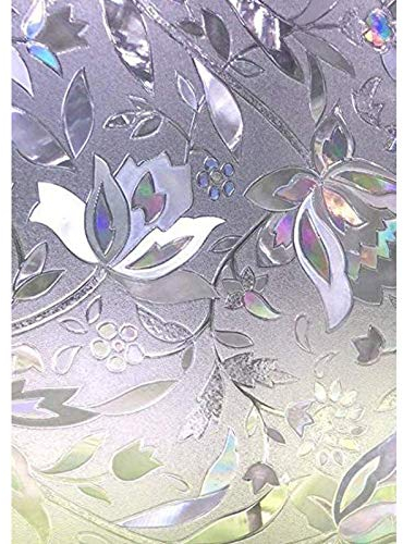 Zindoo 3D ohne Klebstoff Fensterfolie Dekorfolie Sichtschutzfolie Blumen Tulpe Folie (60 x 200 cm)