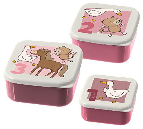 SIGIKID 24987 Snackboxen 3er-Set Wald Forest Lunchbox BPA-frei Mädchen Lunchboxen empfohlen ab 2 Jahren rosa
