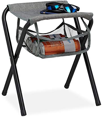 Relaxdays Campinghocker mit Tasche, faltbar, ohne Lehne, Camping, Garten, tragbarer Sitzhocker, HBT 40x35x30 cm, grau