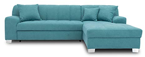 DOMO. collection Ecksofa Capri, Sofa in L-Form mit Schlaffunktion, Couch, Polsterecke, Eckcouch, Schlafsofa 239 x 152 x 75 cm (BxTxH), türkis
