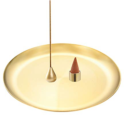 Porta Incienso, Quemador de Incienso Grande de Acero Inoxidable para Cenizas con Soportes para Varillas de Incienso de Latón, Decoración para el Hogar de Yoga (6.7 Pulgadas)(L)